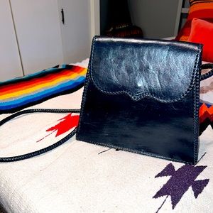 Vintage Black Mary Alice Palmer Handcrafted Leather Handbag